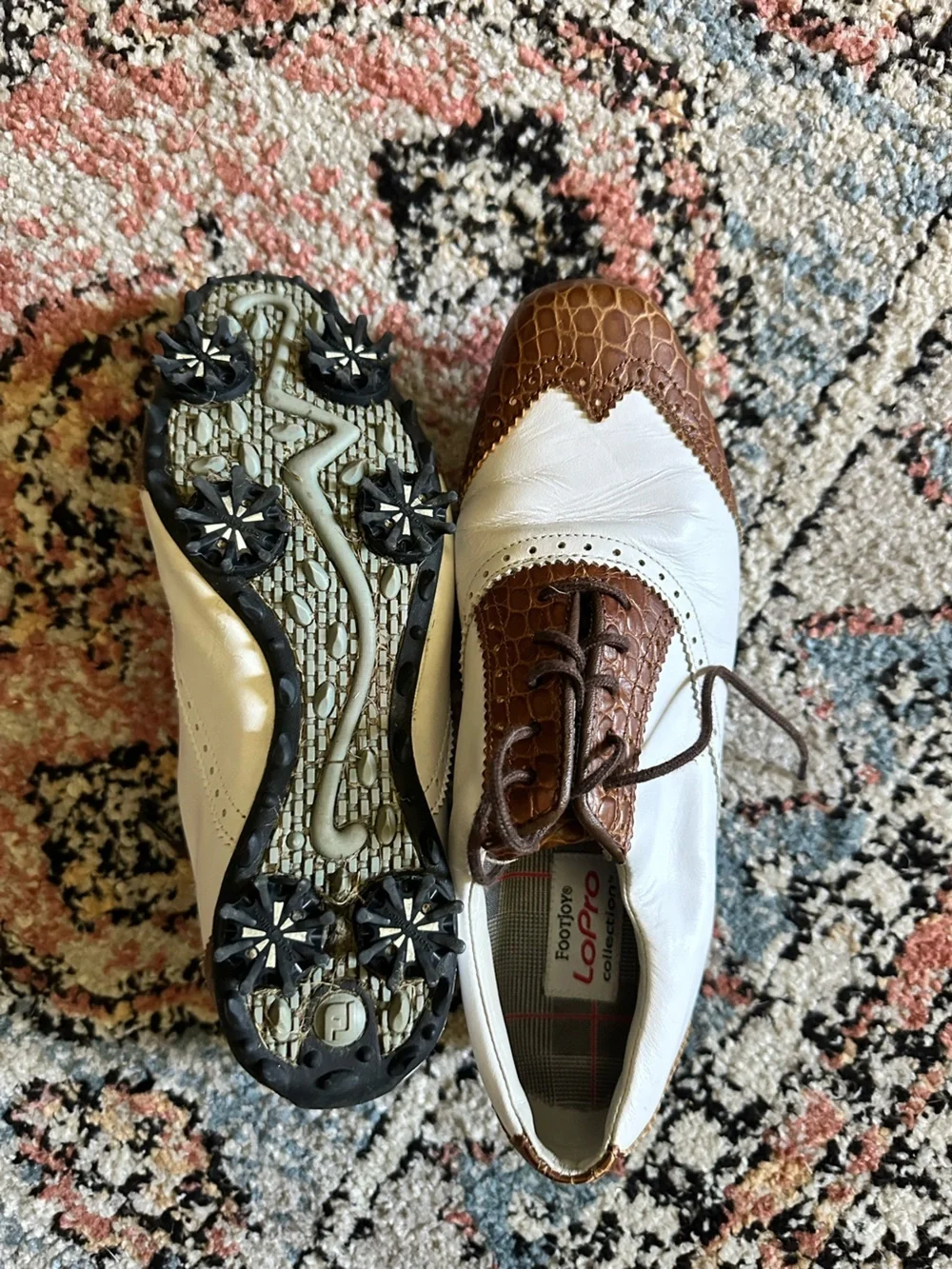 FootJoy LoPro Collection Women’s Wingtip Golf Shoes - Brown/White - Size 7M